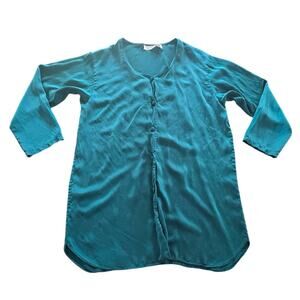 Victoria's Secret Vintage 100% Silk Emerald Sleep Pajama Top Women's Size Medium